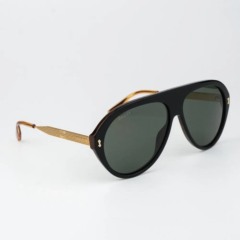 Gucci Men Sunglasses Black Gold Havana Grey Aviator GG1515S 001 BRAND NEW